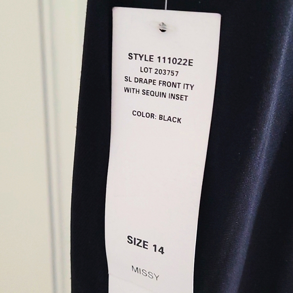 NWT SL Fashions Drape Front Mini Dress with sequin inset SZ 14 - Picture 7 of 8